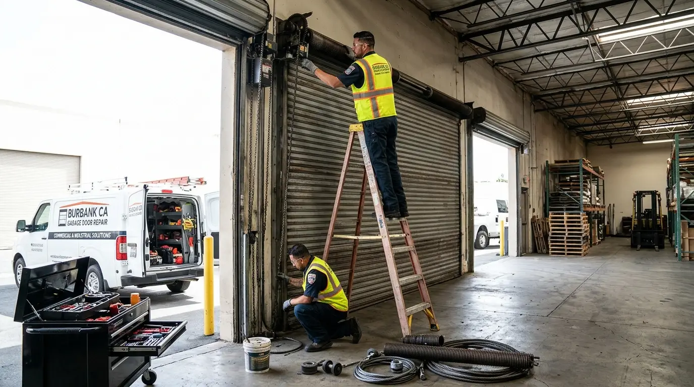 Residential garage door serviced by our Burbank team