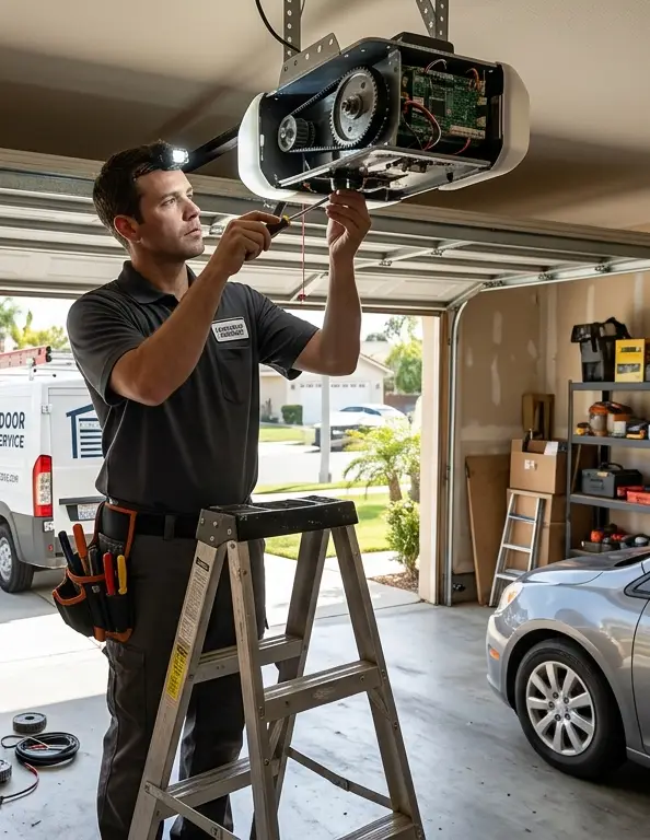 Residential garage door serviced by our Burbank team