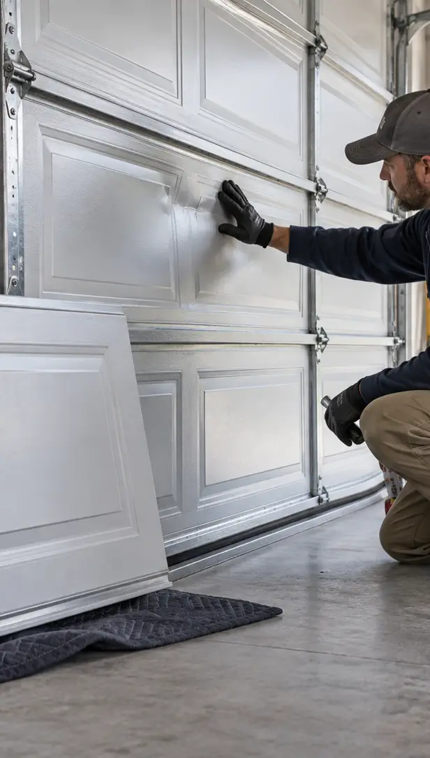 Residential garage door serviced by our Burbank team