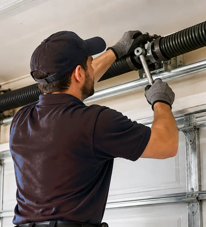 Residential garage door serviced by our Burbank team