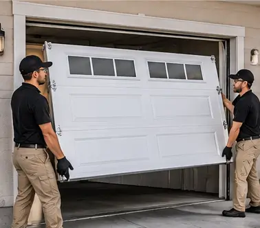 Garage door technician at work