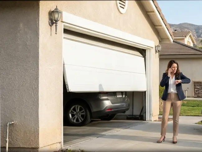 Residential garage door serviced by our Burbank team