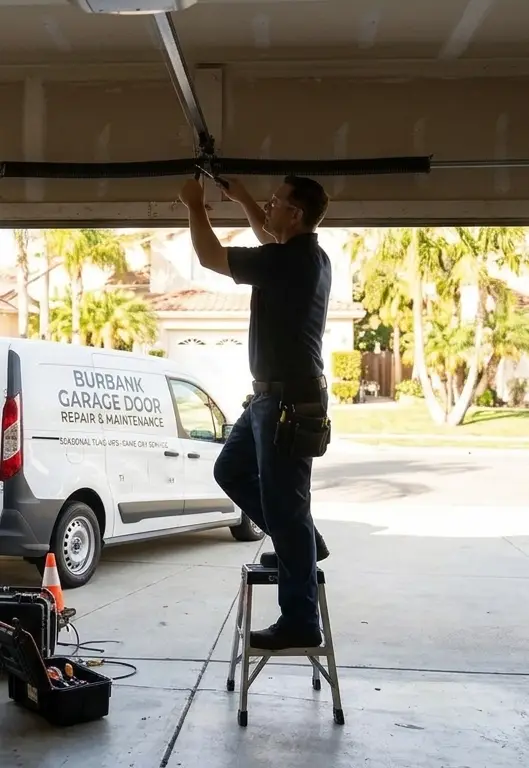 Residential garage door serviced by our Burbank team